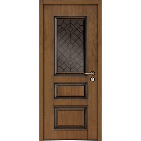Vdomdoors Front Exterior Prehung Steel Door 36x80 " InswingBallucio 1720 Natural OakPanel Inserts Classic BALLUCIO1720ED-OAK-36-LH